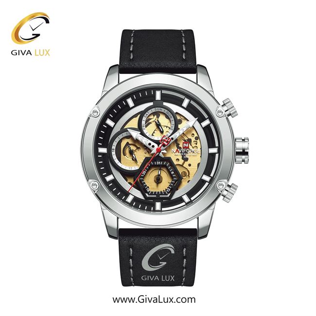 ساعت مچی اورجینال مردانه ناوی فورس|Naviforce|نوی فورس|نیوی فورس سه موتوره فول تایم نقره ای | مشکی| مشکی-طلایی| کد رفرنس NF9167 S/B/B